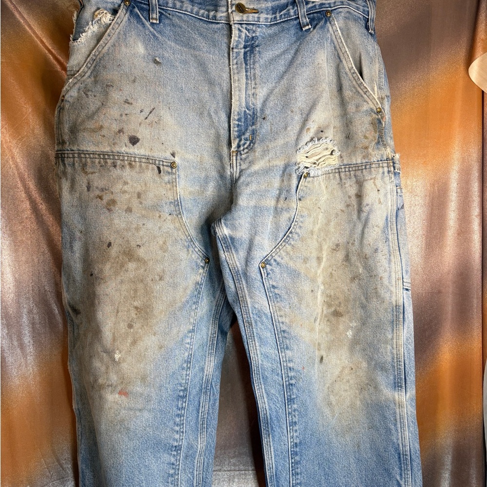 Men's‎ carhartt Distressed 38 x 32 Blue Jeans 502